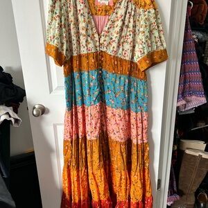 ANTHROPOLOGIE Tiered and True Floral Maxi Dress XL